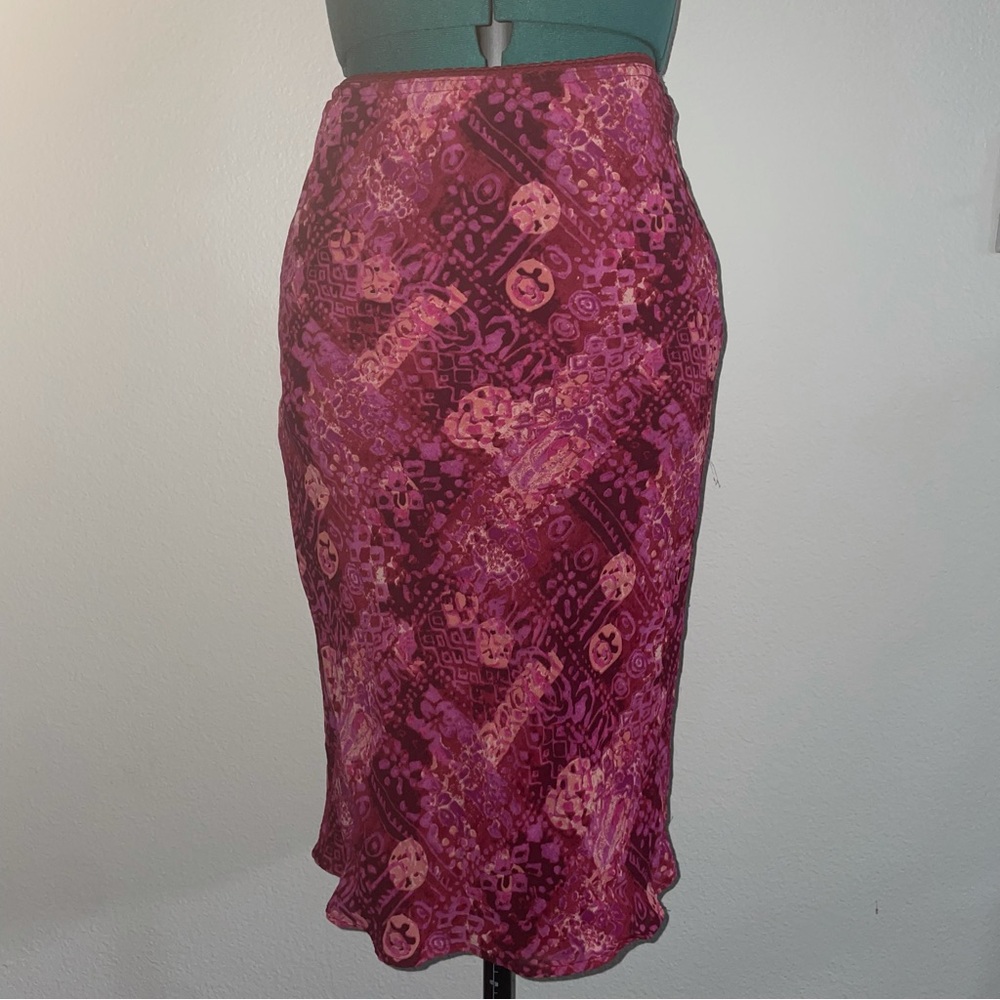 Paisley Floral Red and Pink Midi Skirt size S/M